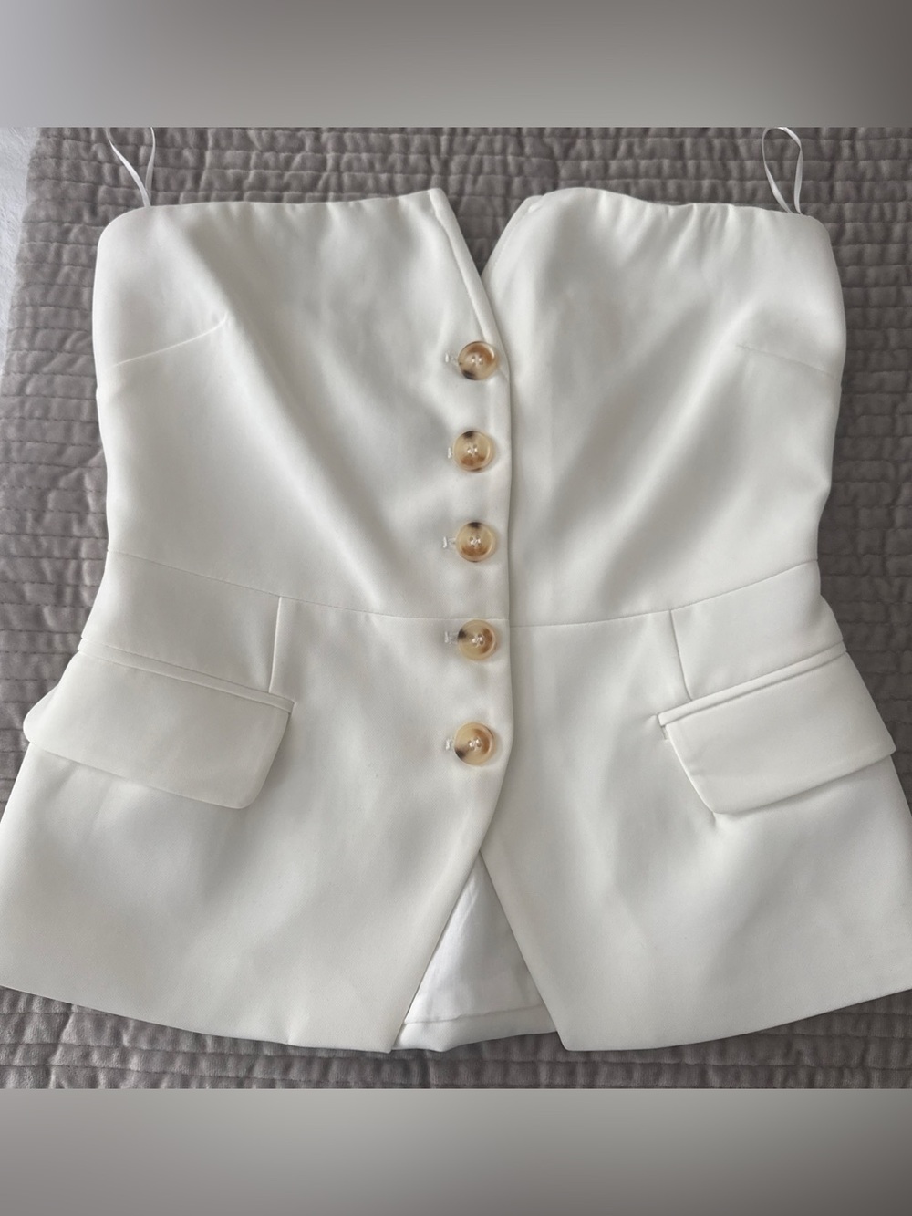 NWT SLEEVELESS BUSTIER VEST GRAY LAB SIZE S WHITE